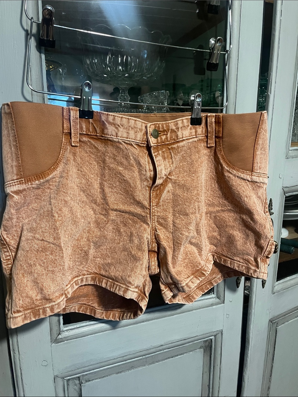 Isabel Maternity by Ingrid & Isabel Distressed Tan Jean Shorts